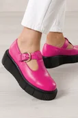 Półbuty damskie - Fuksjowe półbuty skórzane damskie na platformie PRODUKT POLSKI Casu 20102 - miniaturka - grafika 1