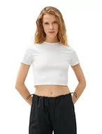 Koszulki i topy damskie - Koton Crop Short Sleeve High Neck T-Shirt damski, biały (000), S - miniaturka - grafika 1