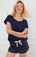 Piżamy damskie - Piżama damska z krótkim rękawem i spodenkami granatowa Libra, Kolor granatowy-wzór, Rozmiar S, Italian Fashion - Intymna - miniaturka - grafika 1