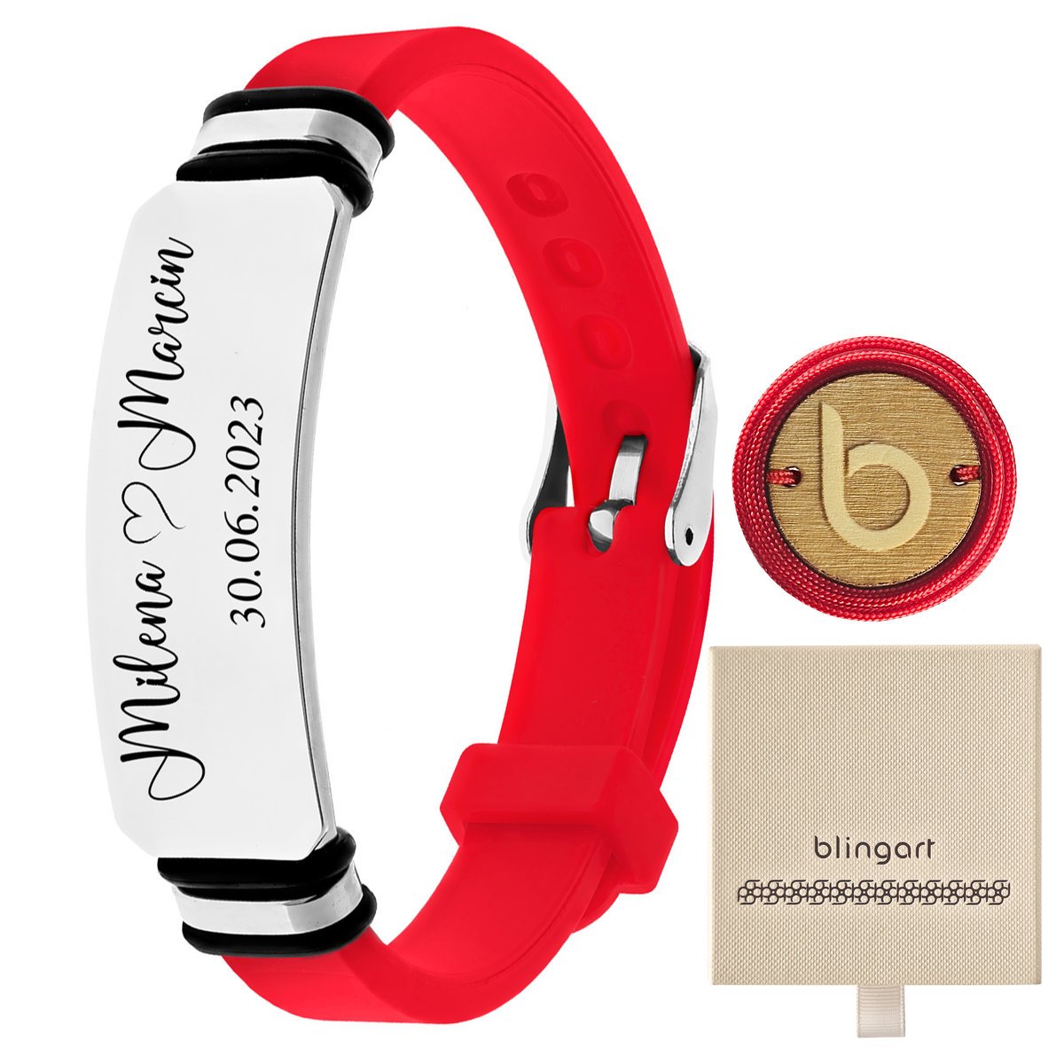 Bransoletka męska z grawerem kauczukowa stal chirurgiczna BLINGART
