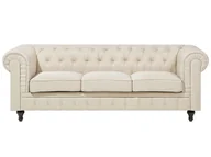 Sofy i kanapy - Beliani Sofa 3-osobowa beżowa CHESTERFIELD - miniaturka - grafika 1