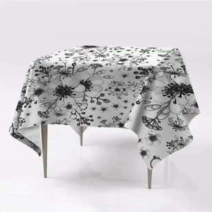 Nadruk kolorowy obrus gładki Czarno-biały wzór eco, Fabricsy, 150x150 cm - Obrusy i serwetki - miniaturka - grafika 1
