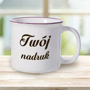 Kubek ceramiczny, emaliowany z fioletowym rantem z Twoim nadrukiem - Kubki - miniaturka - grafika 1