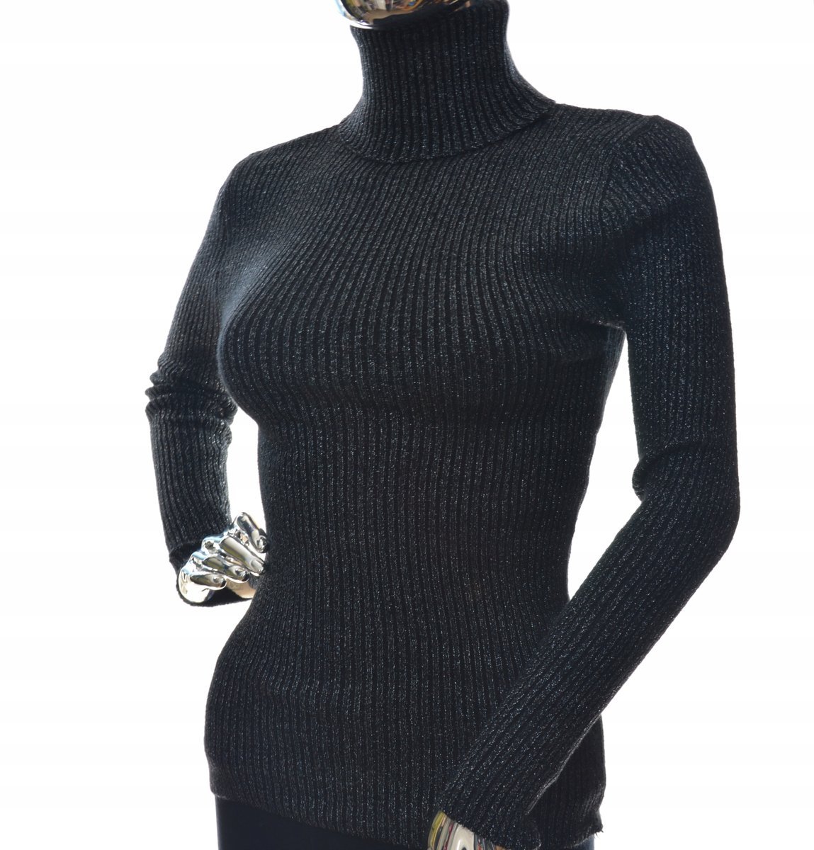 Sweter Damski Golf Bluzka Z Błyszczącą Nitką Uni