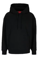 Bluzy męskie - HUGO Męska bluza z kapturem Dplanet Relaxed-Fit z francuskiego Terry z logo, czarny (Black1), XXL - miniaturka - grafika 1