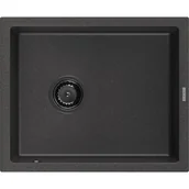 Zlewozmywaki - Mexen Pedro zlewozmywak granitowy 1-komorowy 560 x 460 mm, czarny nakrapiany, syfon czarny - miniaturka - grafika 1