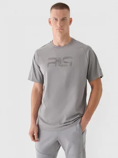 Męski t-shirt z nadrukiem 4F x Robert Lewandowski RL9SAW24TTSHM2189 - szary - Koszulki sportowe męskie - miniaturka - grafika 1
