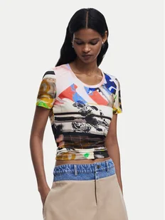 Desigual T-Shirt Collage 25SWTK14 Kolorowy Regular Fit - Koszulki i topy damskie - miniaturka - grafika 1