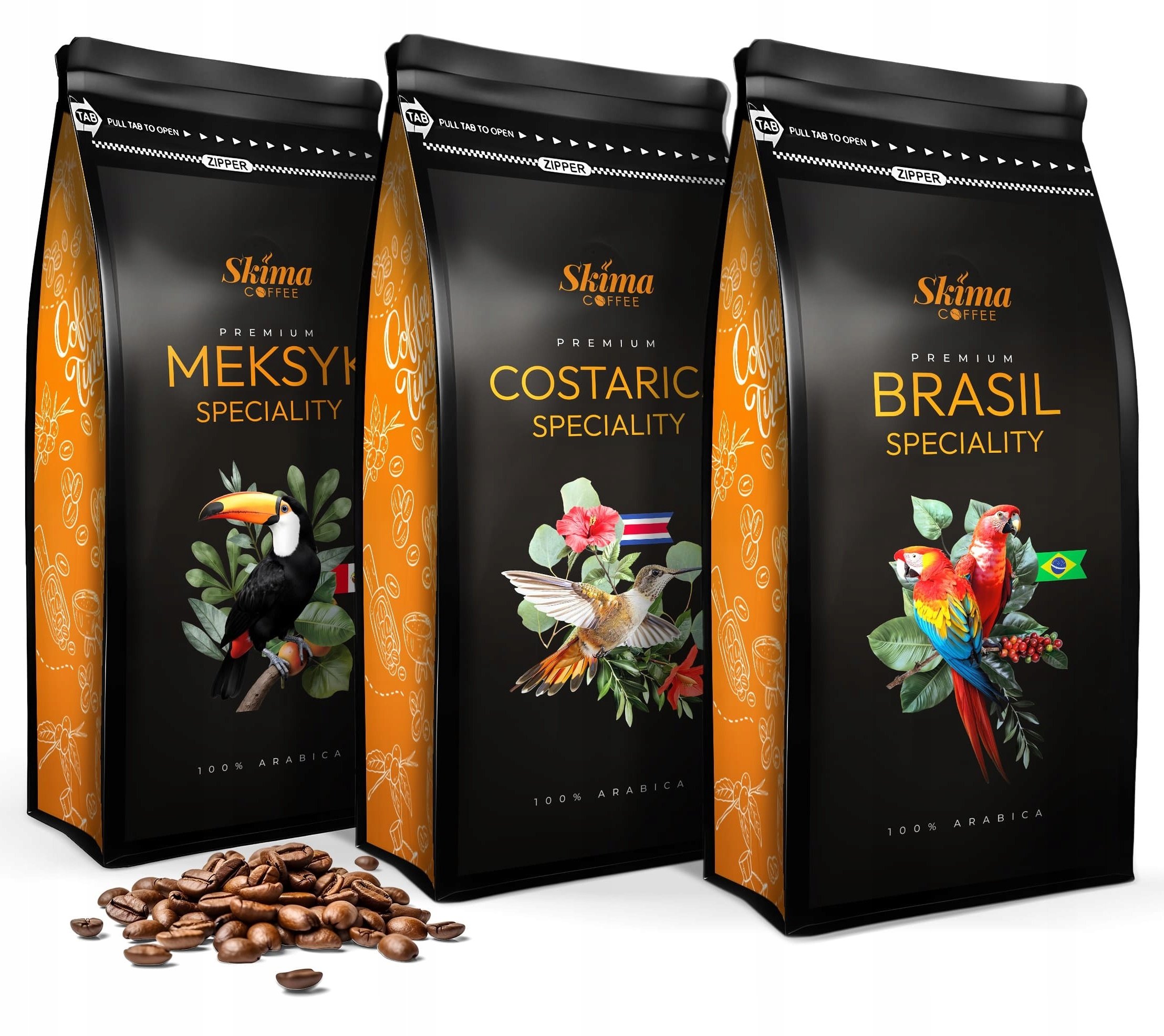 Kawa ziarnista 1kg x3 Brazylia/kostaryka/meksyk Speciality Arabica