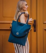 Torebki damskie - Turkusowa torba z grubego wodoodpornego nubuku - miniaturka - grafika 1