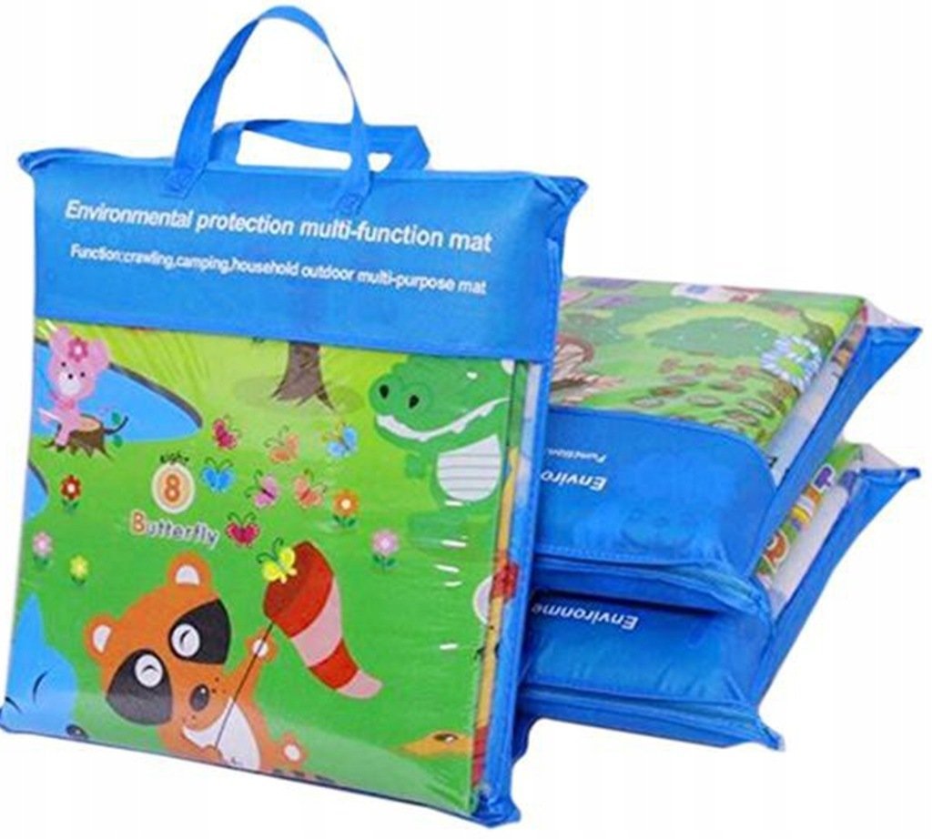 MATA DZIECIĘCA PIANKOWA 200x180x0,5 CM – DWUSTRONNA EDUKACYJNA DO ZABAWY