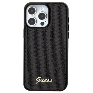 Guess GUHCP15SPSFDGSK iPhone 15 6.1" czarny/black hardcase Sequin Script Metal - Etui i futerały do telefonów - miniaturka - grafika 1