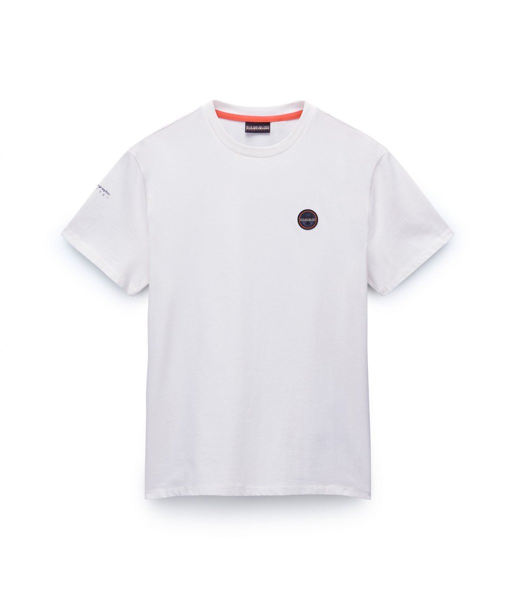 t-shirt uomo napapijri s-badge np0a4i3n 2061 white heron