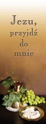 Baner na I Komunię Świętą "Jezu, przyjdź do mnie" 75x200 cm - Ikony i obrazy sakralne - miniaturka - grafika 1