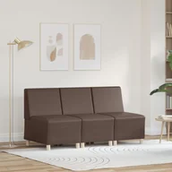 Fotele - vidaXL Fotele Sofy 3 pcs Brązowy 55 x 74 x 82 cm Skóra syntetyczna - miniaturka - grafika 1