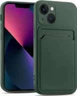 Etui i futerały do telefonów - Etui na telefon komórkowy iPhone 14 Silikonowe etui ochronne z otworem na kartę Slim Cover, zielone - miniaturka - grafika 1