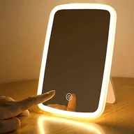 Lusterka do makijażu - TEMU Stylowe białe lusterko LED do makijażu z regulowaną jasnością - zasilane 3 bateriami AAA (nie w zestawie), dotykowy czujnik, polerowana - miniaturka - grafika 1