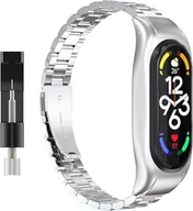 Akcesoria do smartwatchy - ETUI DO ZEGARKA XIAOMI MI BAND 7 SREBRNE Z BRANSOLETĄ STAL NIERDZEWNA - miniaturka - grafika 1