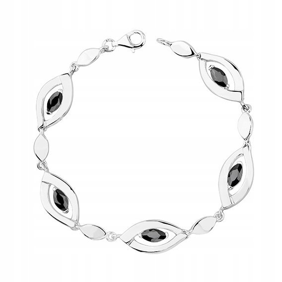 Damska bransoletka czarny kamień srebro 925