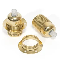 Oprawy, klosze i abażury - Metalowa oprawka żarówki z gwintem E27 w kolorze złotym z pierścieniem Kolorowe Kable - miniaturka - grafika 1