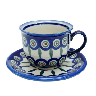 Ceramiczna filiżanka ze spodkiem Ceramika Bolesławiec - Filiżanki - miniaturka - grafika 1