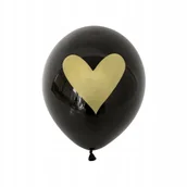 Baby shower i roczek - BALONY CZARNE ZE ZŁOTYM SERCEM 5 SZTUK URODZINY ROCZEK DEKORACJA - miniaturka - grafika 1