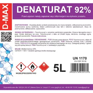 Denaturat alkohol skażony D-MAX 5L - Chemia warsztatowa - miniaturka - grafika 2