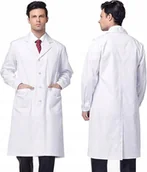 Odzież robocza - BIAŁY FARTUCH LABORATORYJNY MEDYCZNY NA STUDIA DŁUGI RĘKAW DŁUGI MEDYCZNY - miniaturka - grafika 1