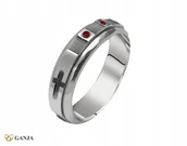 Pierścionki - Różaniec na palec obrotowy z rubinami srebro 925 - miniaturka - grafika 1