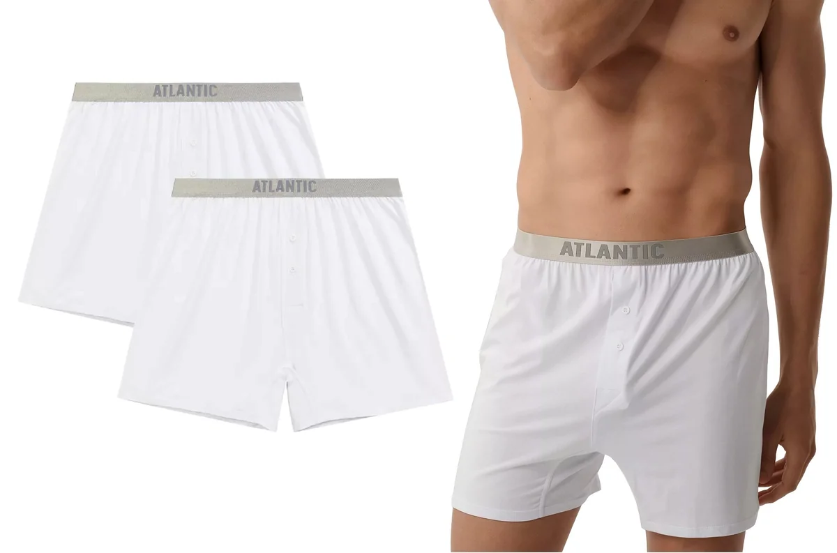ATLANTIC Bokserki męskie luźne bawełna PIMA 2BMB-005 2-PACK białe XXL