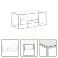 Ławy i stoliki kawowe - Srebrny stolik kawowy Living Store ze stali nierdzewnej i szkła hartowanego - miniaturka - grafika 1