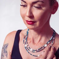 Naszyjniki - Naszyjnik z jaspisem, masą perłową i białą muszlą. [PN8] - miniaturka - grafika 1