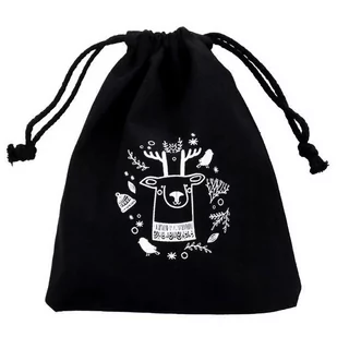 Woreczek bawełniany świąteczny 15x20cm CZARNY RENIFER 220g - Ozdoby bożonarodzeniowe - miniaturka - grafika 1