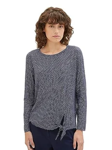TOM TAILOR Damska koszulka z długim rękawem z węzłami, 32108-granatowa geometryczna konstrukcja, XL, 32108-granatowy geometryczny wzór, XL - Koszulki i topy damskie - miniaturka - grafika 1