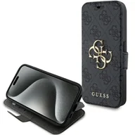 Etui i futerały do telefonów - Guess GUBKP15L4GMGGR iPhone 15 Pro 6.1" szary/grey book 4G Metal Logo - miniaturka - grafika 1