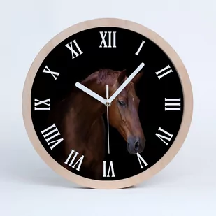 Nowoczesny wiszący zegar drewno brązowy koń fi 30, Tulup - Zegary - miniaturka - grafika 1
