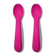 Sztućce dla dzieci - Oxo, Zestaw łyżeczek silikonowych, Pink, 6m+ - miniaturka - grafika 1