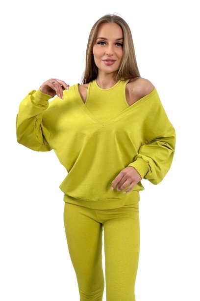 Komplet 3-częściowy bluza + top + legginsy kiwi