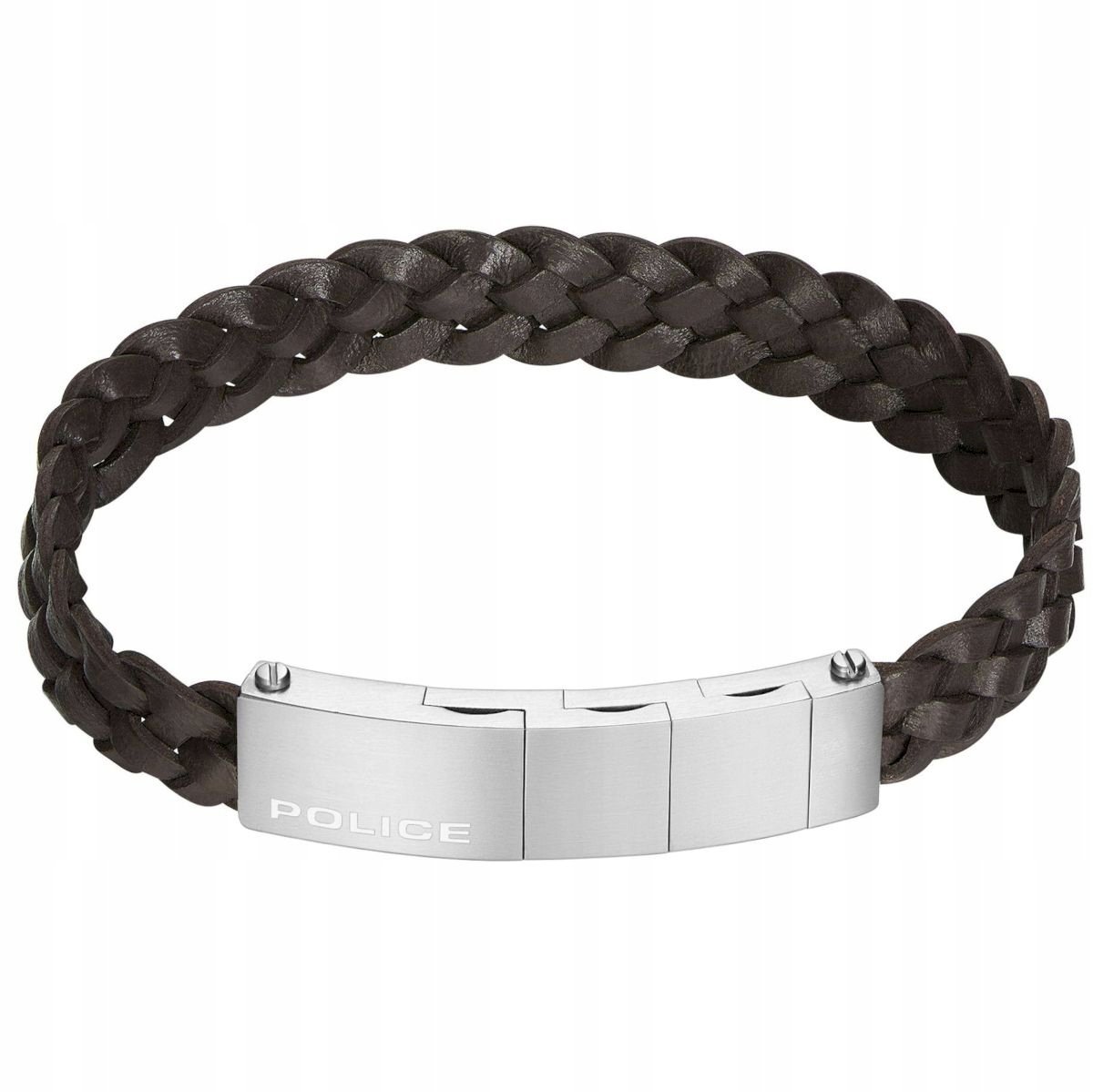 Brązowa pleciona bransoletka męska POLICE INDY II PEAGB0009502