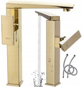 Baterie umywalkowe - Rea Bateria umywalkowa Rea Levi Gold Wysoka - miniaturka - grafika 1