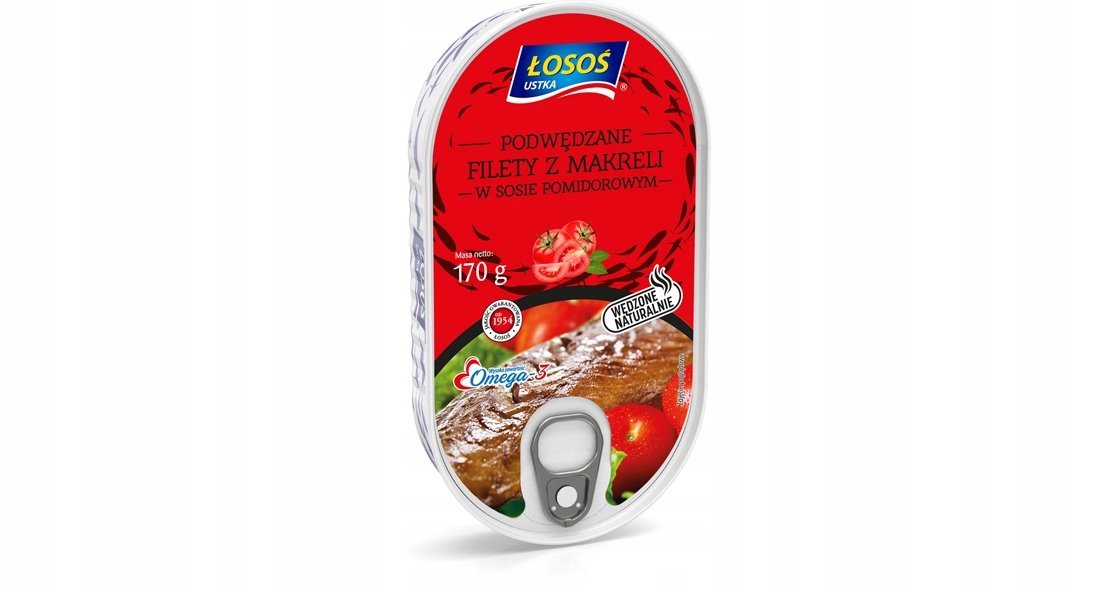 Filety z makreli podwędzane w pomidorach 170g łosoś