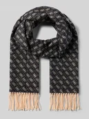 Apaszki i szaliki damskie - Szal z mieszanki wiskozy ze wzorem z logo i frędzlami - miniaturka - grafika 1