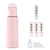 Butelki filtrujące - Szklana Butelka Filtrująca Dafi GLASS SiliconeFit 0,6 Baby Pink 4x Filtr - miniaturka - grafika 1