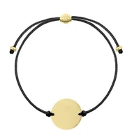 Bransolety męskie - Sznurkowa regulowana bransoletka z medalionem do grawerowania złota stal Czarna - Manoki - miniaturka - grafika 1