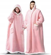 Bluzy damskie - BLUZA KOC KOCOBLUZA CIEPŁA DLA DOROSŁYCH DŁUGA KOCYK RÓŻOWA DŁUGA MIĘKKA - miniaturka - grafika 1