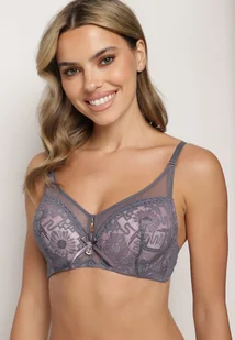 Fioletowo-Różowy Biustonosz Typu Full Cup z Koronkowym Zdobieniem Ravisella - Biustonosze - miniaturka - grafika 1