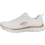 Buty trekkingowe damskie - Obuwie Sportowe Damskie Skechers Mesh Lace-Up W Biały - miniaturka - grafika 1