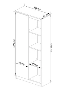 REGAŁ BIUROWY R 80 cm CLP 1 DRZWI 4 PÓŁKI SONOMA / BIAŁY - Regały biurowe - miniaturka - grafika 4