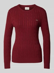 Sweter z dzianiny z wyhaftowanym logo - Swetry damskie - miniaturka - grafika 1