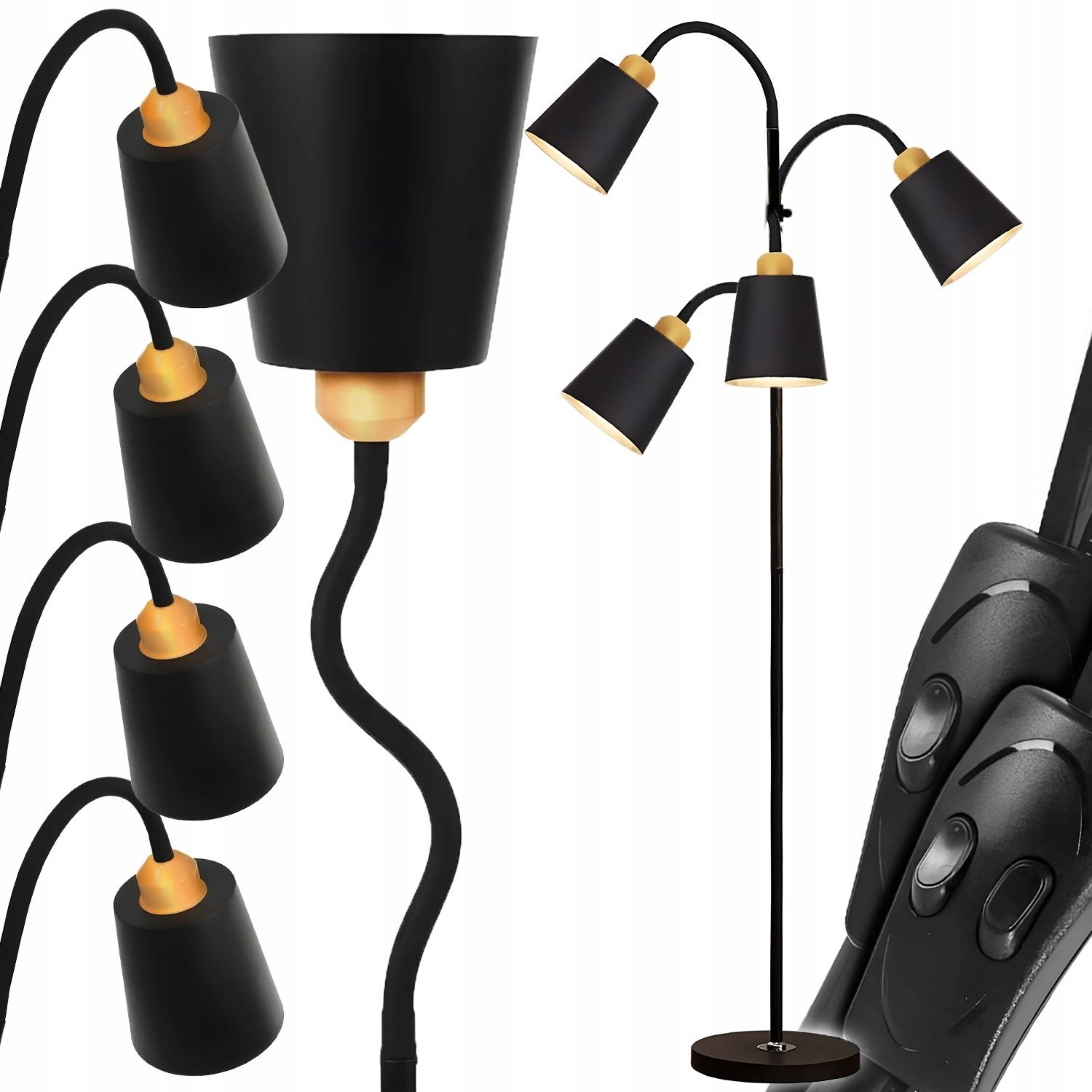 Lampa podłogowa vidaXL Lampa podłogowa Renew Force REUGLOWANA STOJĄCA E27 30 W czarny